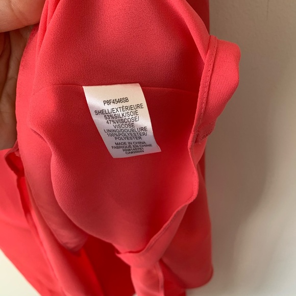 Parker Pippy Asymmetrical Silk Blend Coral Dress - Picture 7 of 8